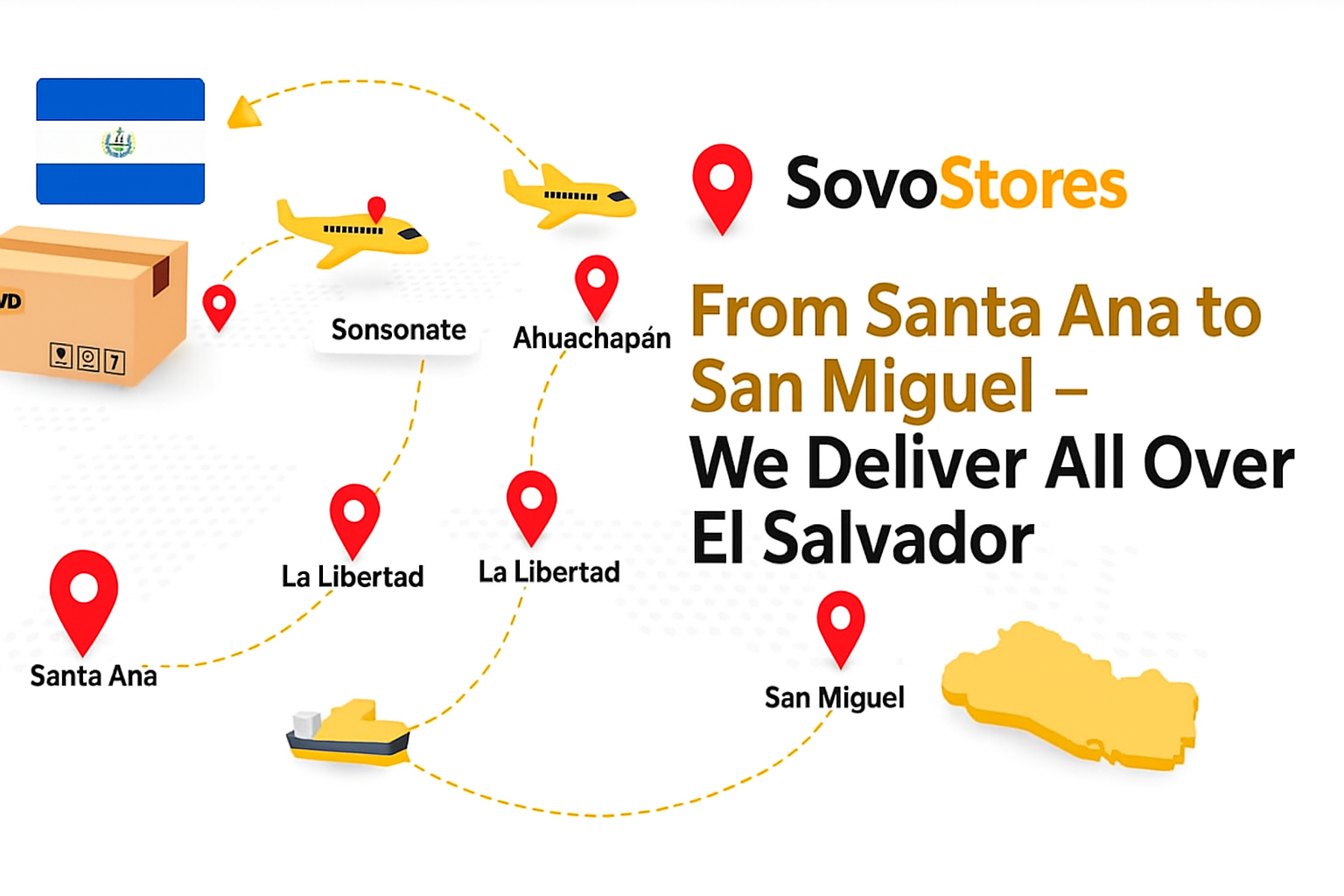 SovoStores shipping network across Latin America with money back guarantee